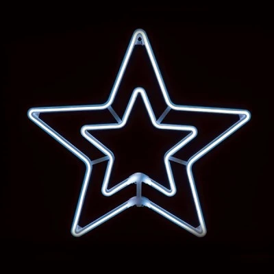 Επίστυλο σχε΄διο DOUBLE STARS με 300 NEON LED & 3m NEON DOUBLE SMD φωτοσωλήνα σε ψυχρό χρώμα φωτός IP65