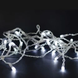  100 LED λαμπάκια σε σειρά ανά 5cm 0,78W με ψυχρό λευκό χρώμα φωτός  IP44  μήκος 5m & διάφανο καλώδιο