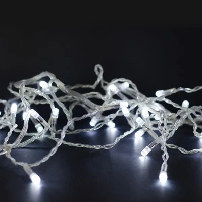  100 LED λαμπάκια σε σειρά ανά 5cm 0,78W με ψυχρό λευκό χρώμα φωτός  IP44  μήκος 5m & διάφανο καλώδιο
