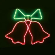 Επίστυλο σχέδιο DΟUBLE BELLS με 300 NEON LED & 3m NEON DOUBLE SMD φωτοσωλήνα με κόκκινο πράσινο χρώμα φωτός  