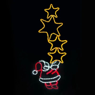 Διακοσμητικό SANTA WITH STARS 336 LED πολύχρωμο με λειτουργία FLASH IP65 & διάσταση 49x144cm Διακοσμητικό SANTA WITH STARS 336 LED πολύχρωμο με λειτουργία FLASH IP65 & διάσταση 49x144cm