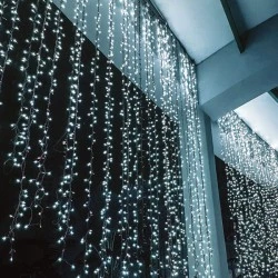 240 LED λαμπάκια κουρτίνα 20 σειρές x12 λαμπάκια με ψυχρό χρώμα φωτός  IP44 200x100cm & διάφανο καλώδιο