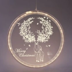 Διακοσμητικό 3D ακρυλικό τάρανδος με 36 LED λαμπάκια σε θερμό χρώμα φωτός  IP20 & USB καλώδιο τροφοδοσίας 3m