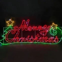 Διακοσμητικό MERRY CHRISTMAS WITH TREE 100W με 576 LED πολύχρωμα FLASH IP65 205x81cm 