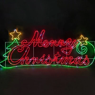 Διακοσμητικό MERRY CHRISTMAS WITH TREE 100W με 576 LED πολύχρωμα FLASH IP65 205x81cm 
