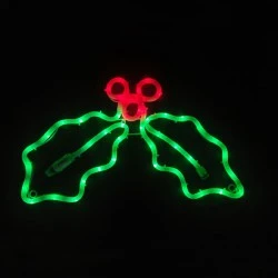 Χριστουγεννιάτικο διακοσμητικό γκι με 60 LED  με κόκκινο & πράσινο χρώμα φωτός  IP65 με διάσταση 45x32cm 