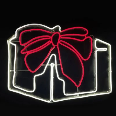 Δικοσμητικό GIFT BOX με 700 DOUBLE NEON LED 8,5m φωτοσωλήνα με λευκό & κόκκινο χρώμα φωτός IP65 133x30cm 