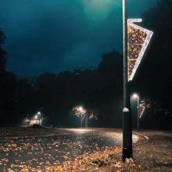 Διακοσμητική επίστυλη άρπα 360 LED & 9,6m μονοκάναλο φωτοσωλήνα  με θερμό & ψυχρό χρώμα φωτός  IP65 150x60cm 
