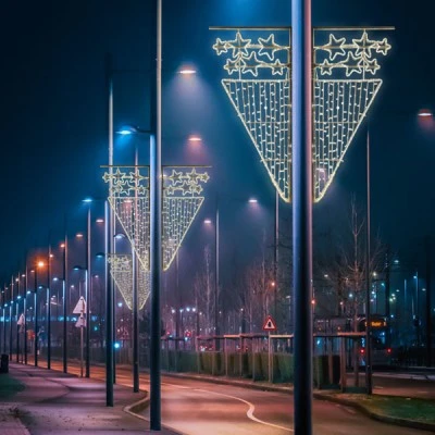 Διακοσμητικό LED επίστυλο 6 STARS WATERFALL με 464 LED & 8m μονοκάναλο φωτοσωλήνα  IP65 180x90 cm 