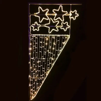 Διακοσμητικό LED επίστυλο 6 STARS WATERFALL με 464 LED & 8m μονοκάναλο φωτοσωλήνα  IP65 180x90 cm 