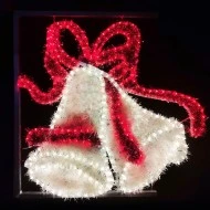 Διακοσμητικό επίστυλο διπλή καμπάνα με φιόγκο 44W  με 468 LED 13m φωτοσωλήνα  θερμό & κόκκινο IP65 80x80cm