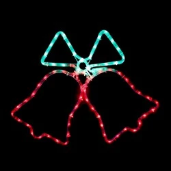 Επίστυλο σχέδιο DOUBLE BELLS με 72 LED 3m φωτοσωλήνα με πράσινο κόκκινο χρώμα φωτός λειτουργία FLASH IP44 