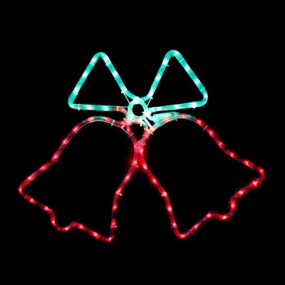 Επίστυλο σχέδιο DOUBLE BELLS με 72 LED 3m φωτοσωλήνα με πράσινο κόκκινο χρώμα φωτός λειτουργία FLASH IP44 