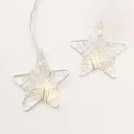 Διακοσμητικά λαμπάκια METAL STARS με 10 LED σε σειρά με θερμό χρώμα φωτός & χρονοδιακόπτη 135cm