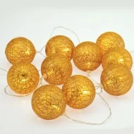 10 LED λαμπάκια σε χρυσό μπαταρίας με θερμό χρώμα φωτός  IP20 με μήκος 135cm & διακόπτη ON/OFF