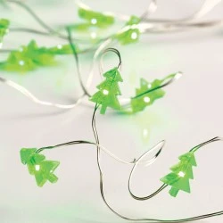 20 LED λαμπάκια Christmas Tree σε σειρά με πράσινο χρώμα φωτός με ασημί καλώδιο χαλκού & μήκος 2m IP20