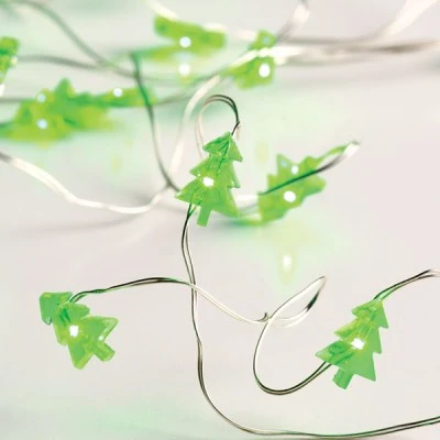 20 LED λαμπάκια Christmas Tree σε σειρά με πράσινο χρώμα φωτός με ασημί καλώδιο χαλκού & μήκος 2m IP20