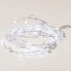 20 LED λαμπάκια με πέρλες 1.2W ψυχρό λευκό χρώμα φωτός με ασημί καλώδιο χαλκού IP20 & μήκος 2m
