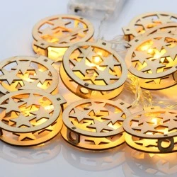 Διακοσμητικά ξύλινα λαμπάκια με 10 LED θερμό χρώμα φωτός IP20 με διακόπτη On/Off & μήκος 135cm