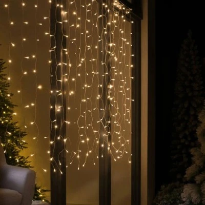 360 LED λαμπάκια κουρτίνα 20 σειρές x18 λαμπτήρες με θερμό χρώμα φωτός IP44 200x200cm διάφανο καλώδιο 360 LED λαμπάκια κουρτίνα 20 σειρές x18 λαμπτήρες με θερμό χρώμα φωτός IP44 200x200cm διάφανο καλώδιο