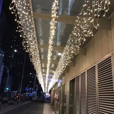 144 LED λαμπάκια βροχή 24 σειρές με ψυχρό χρώμα φωτός  επέκταση έως 4 σετ & 8 προγράμματα IP44 300x6