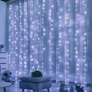 360 LED λαμπάκια κουρτίνα 20 σειρές x 18 λαμπάκια 2,8W σε ψυχρό λευκό χρώμα φωτός  IP44 200x200cm με διάφανο καλώδιο 