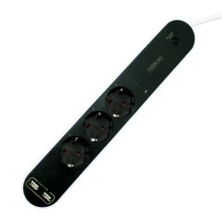  Πολύπριζο Wi-Fi με 3 θέσεις σούκο 16A 250V 3680W max ανά πρίζα & 2USB θύρες σε μαύρο χρώμα