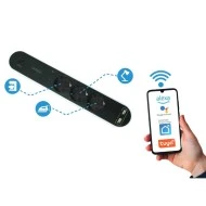  Πολύπριζο Wi-Fi με 3 θέσεις σούκο 16A 250V 3680W max ανά πρίζα & 2USB θύρες σε μαύρο χρώμα