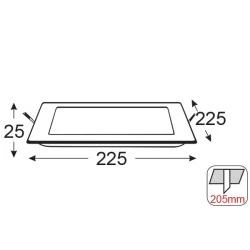 LED PANEL χωνευτό φωτιστικό τετράγωνο 20W 3000K θερμό λευκό φως 1510Lm 230V 225mm Ra80