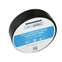 Μονωτική ταινία PVC ACAELEC σε μαύρο χρώμα 0.13mmx19mmx20yds
