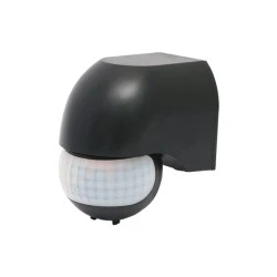 Ανιχνευτής κίνησης υπερύθρων επίτοιχος 230V IP44 με γωνία ανίχνευσης 180° ~12m σε μαύρο χρώμα