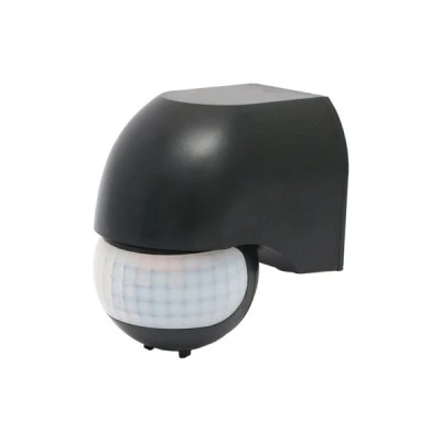 Ανιχνευτής κίνησης υπερύθρων επίτοιχος 230V IP44 με γωνία ανίχνευσης 180° ~12m σε μαύρο χρώμα