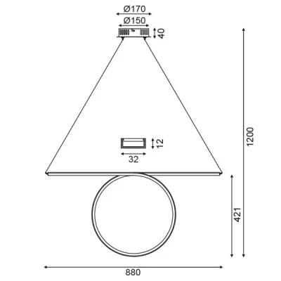 Κρεμαστό φωτιστικό LED 43W θερμό φως 3000k 2580lm 88x17xh120cm με ορειχάλκινο χρώμα αλουμινίου IP20