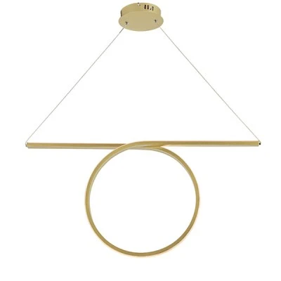 Κρεμαστό φωτιστικό LED 43W θερμό φως 3000k 2580lm 88x17xh120cm με ορειχάλκινο χρώμα αλουμινίου IP20