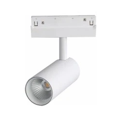 Μαγνητικό φωτιστικό LED OSRAM σε λευκό ματ χρώμα 48V DC 20W θερμό χρώμα φωτός 3000K 1400LM δέσμης 36°& διάσταση Φ60*145mm
