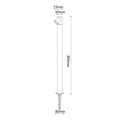 Φωτιστικό δαπέδου LED COB καρφωτό 5W 230V AC με θερμό χρώμα φωτός 3000Κ 240lm σε γκρι χρώμα IP65