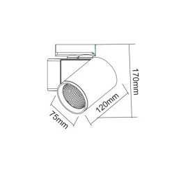 Φωτιστικό ράγας LED 4 καλωδίων 230VAC 20W σε ενδιάμεσο χρώμα φωτός 4000K 2100lm & δέσμη 34° σε γκρι χρώμα