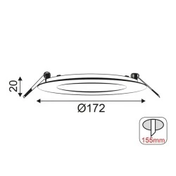 Led φωτιστικό Slim Panel NETTO στρόγγυλο σε νίκελ ματ χρώμα 14W με θερμό χρώμα φωτός 3000K 950Lm 230V & διάμετρο Φ172mm