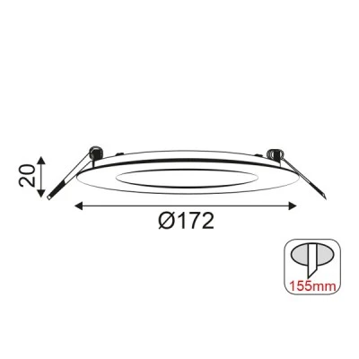 Led φωτιστικό Slim Panel NETTO στρόγγυλο σε νίκελ ματ χρώμα 14W με θερμό χρώμα φωτός 3000K 950Lm 230V & διάμετρο Φ172mm