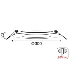 Φωτιστικό LED SLIM PANEL στρόγγυλο χωνευτό 26W 230V με θερμό χρώμα φωτός 3000Κ 1830lm & διάμετρο Φ300mm