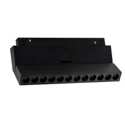 Μαγνητικό γραμμικό κινητό φωτιστικό LED OSRAM 48V DC 12W με θερμό χρώμα φωτός 3000K 1000LM με δέσμη φωτός 24° & μήκος L220mm σε μαύρο ματ χρώμα 