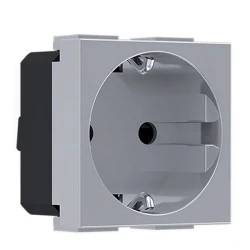 Πρίζα σούκο μονή MODYS 2 στοιχείων ασημί 2P+E 16A 250VAC IP20