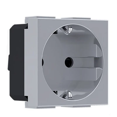 Πρίζα σούκο μονή MODYS 2 στοιχείων ασημί 2P+E 16A 250VAC IP20