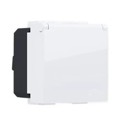 Πρίζα σούκο με καπάκι MODYS 2 στοιχείων 2P+E 16A 250VAC IP20 λευκή