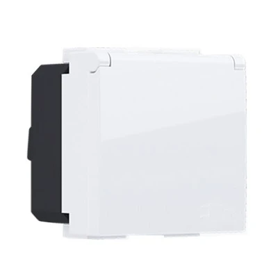 Πρίζα σούκο με καπάκι MODYS 2 στοιχείων 2P+E 16A 250VAC IP20 λευκή