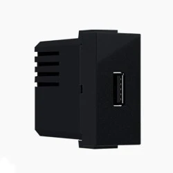 Πρίζα τροφοδοσίας MODYS USB ενός στοιχείου 1xUSB 5VDC 1.2A IP20 σε μαύρο ματ χρώμα