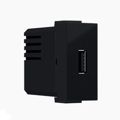 Πρίζα τροφοδοσίας MODYS USB ενός στοιχείου 1xUSB 5VDC 1.2A IP20 σε μαύρο ματ χρώμα