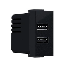 Πρίζα τροφοδοσίας USB MODYS 1 στοιχείων 2xUSB μαύρη ματ 5VDC 2X1.2A IP20