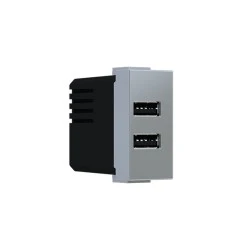 Πρίζα τροφοδοσίας MODYS USB ενός στοιχείου 2XUSB A+C σε ασημί χρώμα 5VDC 3A IP20