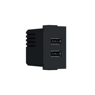 Πρίζα τροφοδοσίας MODYS USB ενός στοιχείου 2XUSB A+C 5VDC 3A IP20 σε μαύρο ματ χρώμα 